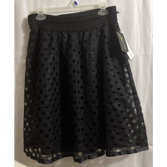 Metro Wear Black A Line Skirt Circle Cut Outs Womens Petite Large Cottagecore - Picture 1 of 11